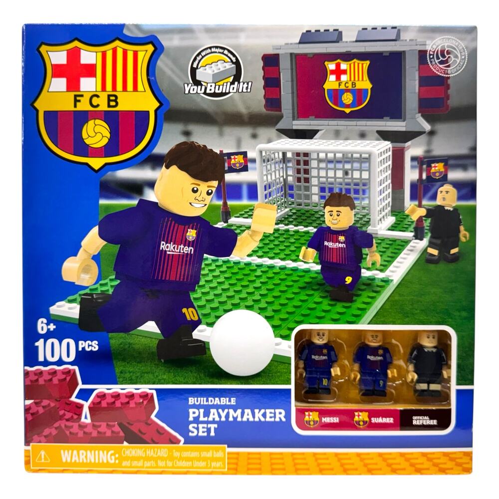 FC Barcelona Buildable Playmaker Set 100 pcs Messi Suarez Figures New Sealed